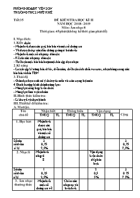 Giáo án Âm nhạc Lớp 8 - Tiết 35 Kiểm tra học kỳ II - Năm học 2018-2019 - Trường THCS Nhữ Khê